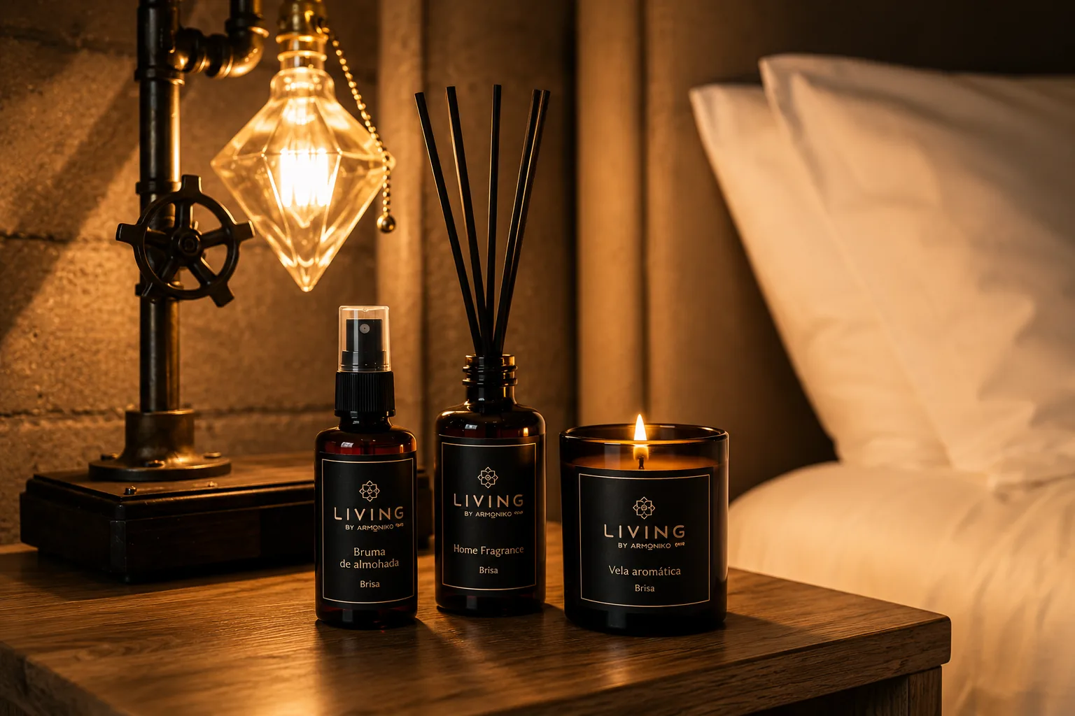Colección de aromaterapia Living by Armóniko: velas artesanales, brumas y difusores