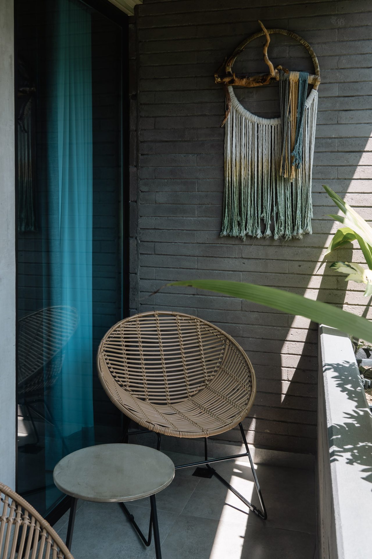 Balcón con macramé