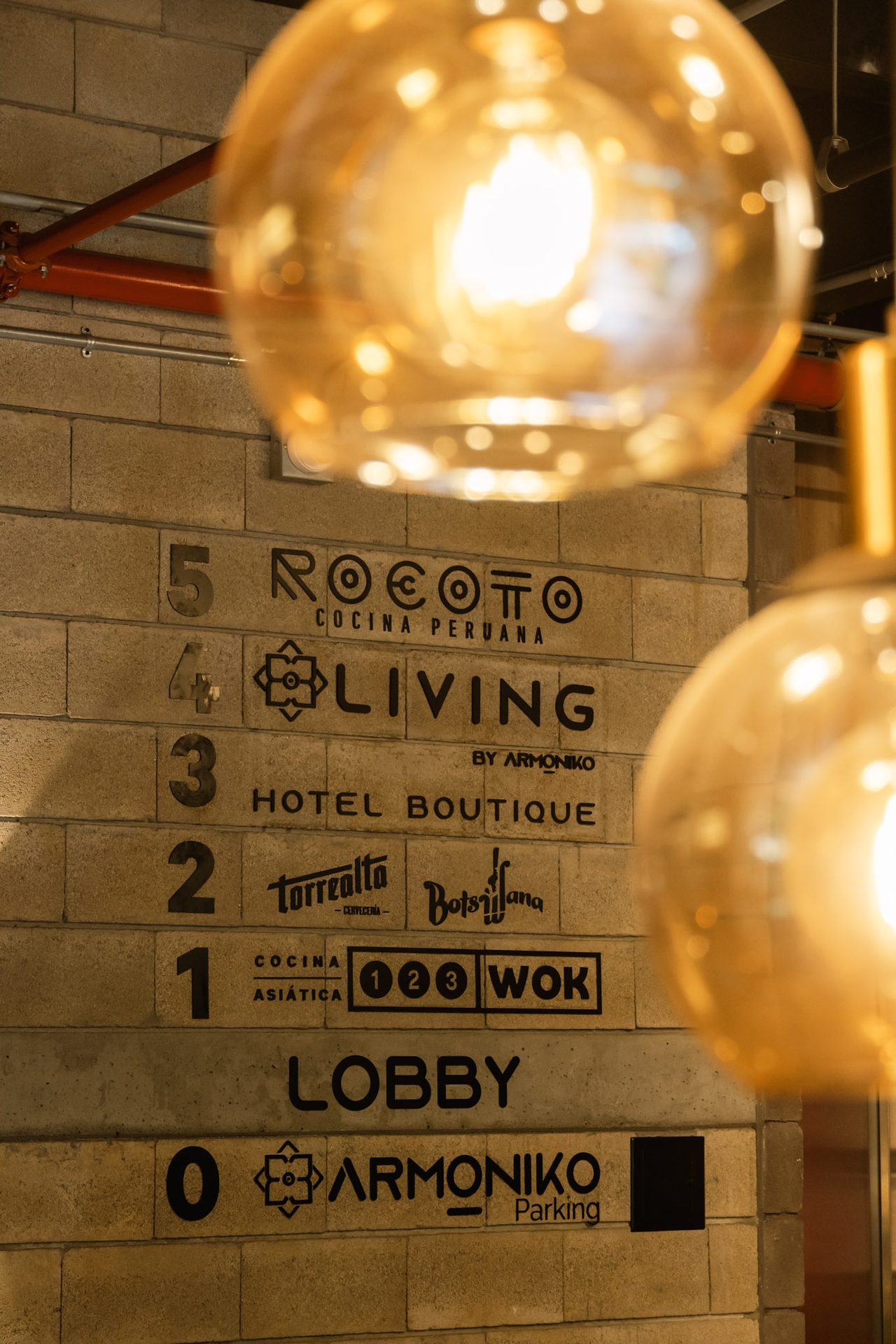 Directorio de pisos del edificio Armóniko